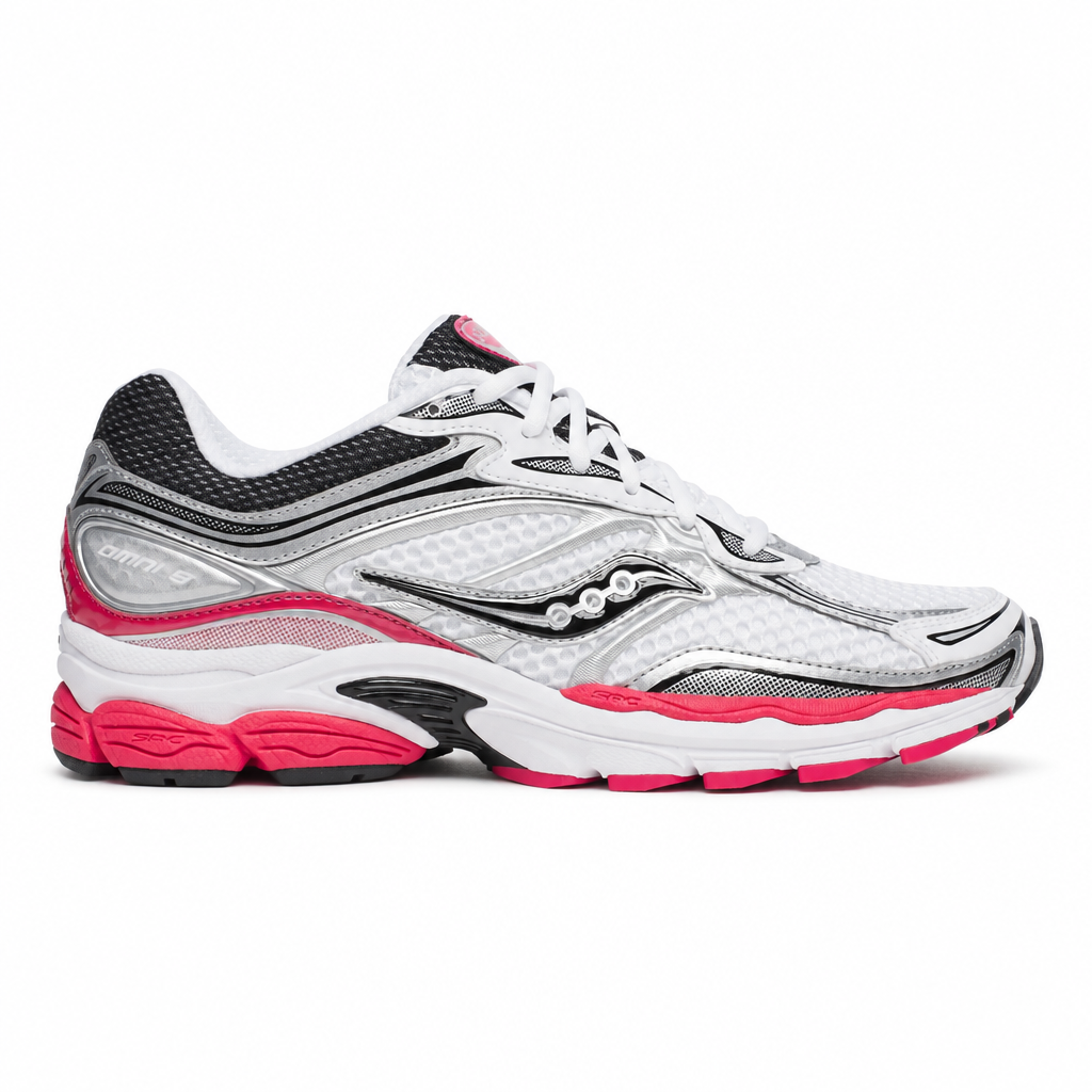 SAUCONY PROGRID OMNI 9 White Red, centred on white